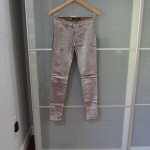J Brand Coat CRK C Coated Silver Super Skinny Coated Jeans